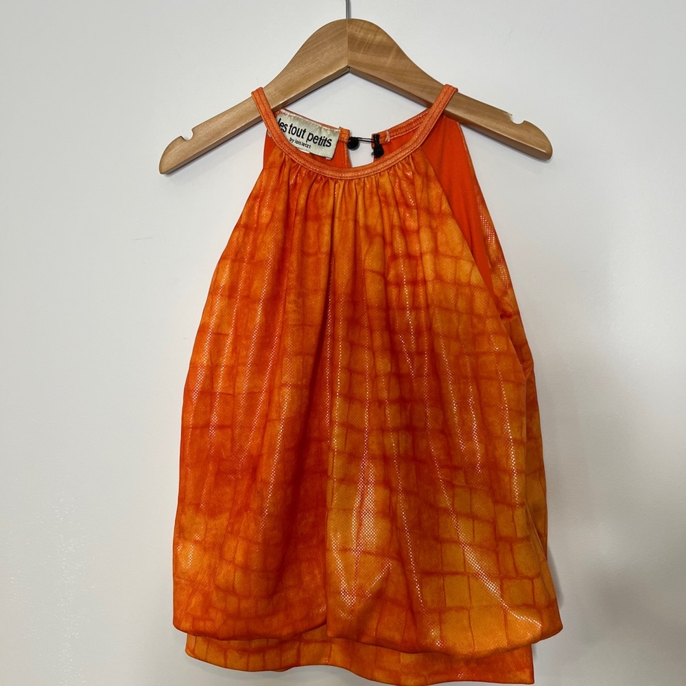 LES TOUT PETITS Vibrant Orange Kids Halter Top